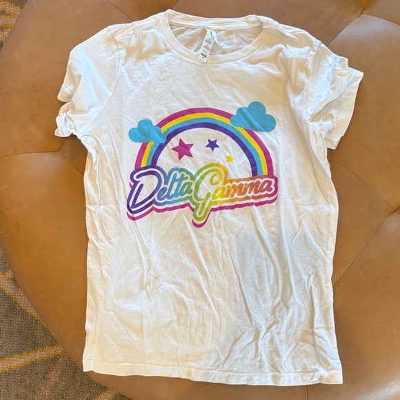 Bella Canvas Delta Gamma Rainbow Tee - White - Picture 1 of 2